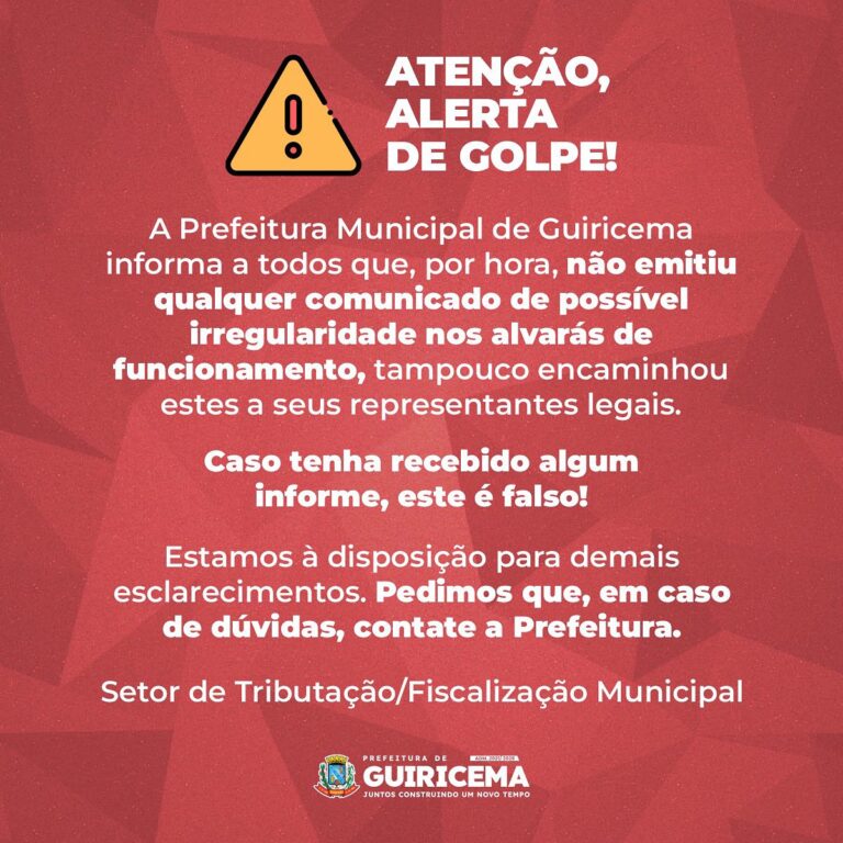 ATENÇÃO, ALERTA DE GOLPE!